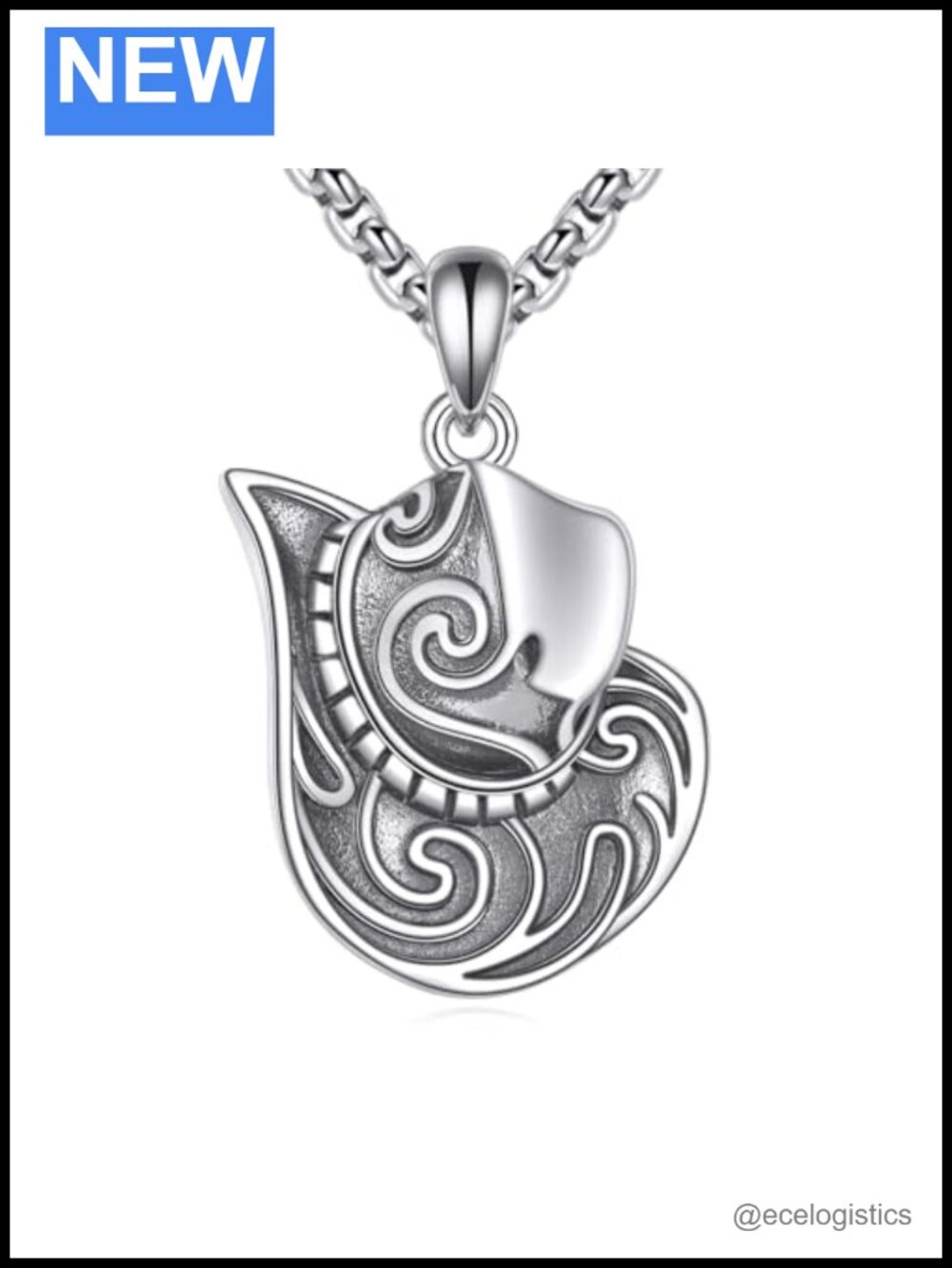 925 Sterling Silver Cowboy Hat Pendant Necklace Western Style